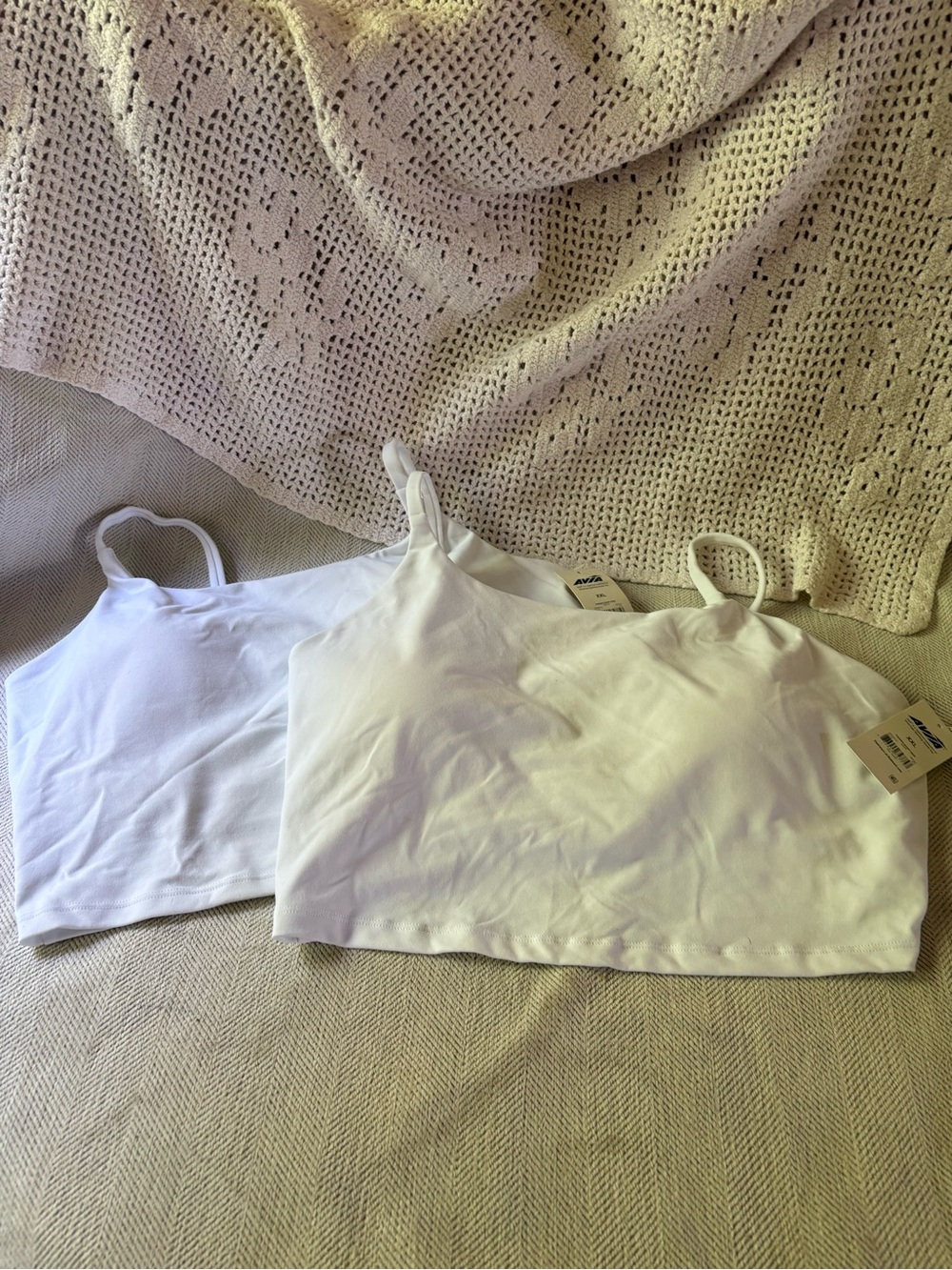 Avia White Double Pack Cropped Cami Tops NWT